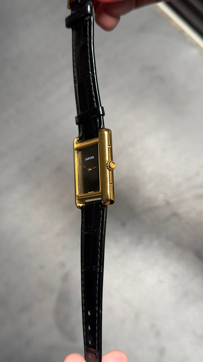 Cartier Tank Louis Black Dial Watch.