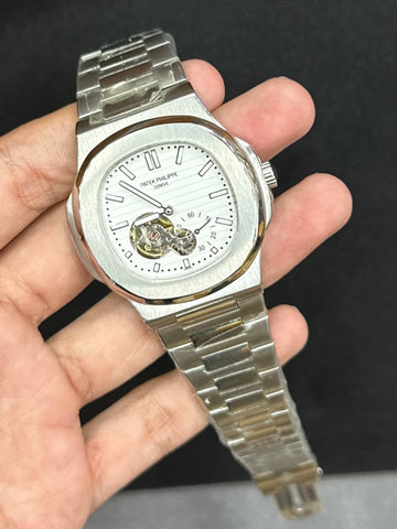 Patek Philippe Geneve Skeleton White Dial.