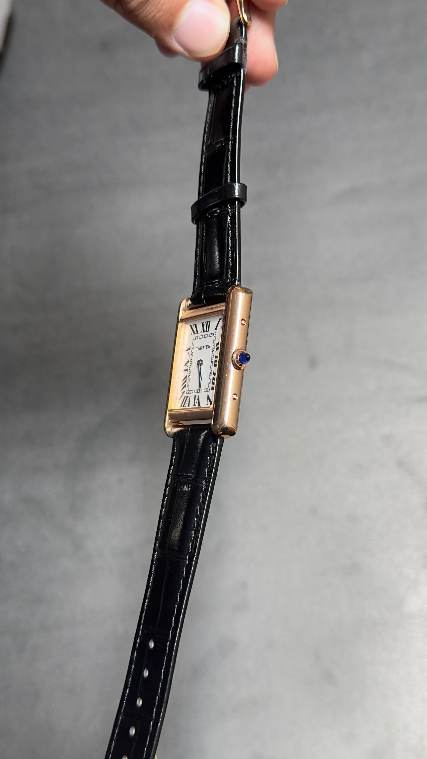 Cartier Tank Louis Watch Black Strap.