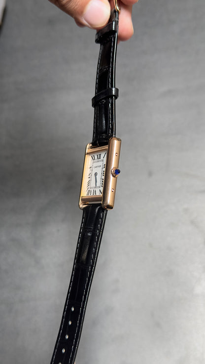 Cartier Tank Louis Watch Black Strap.