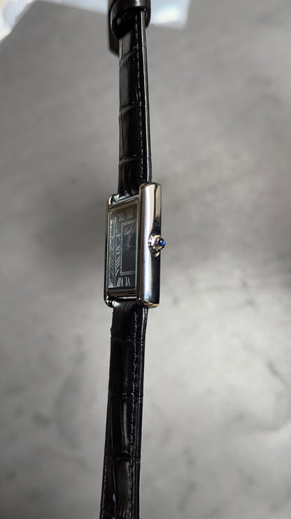 Cartier Tank Louis Watch Black Strap.