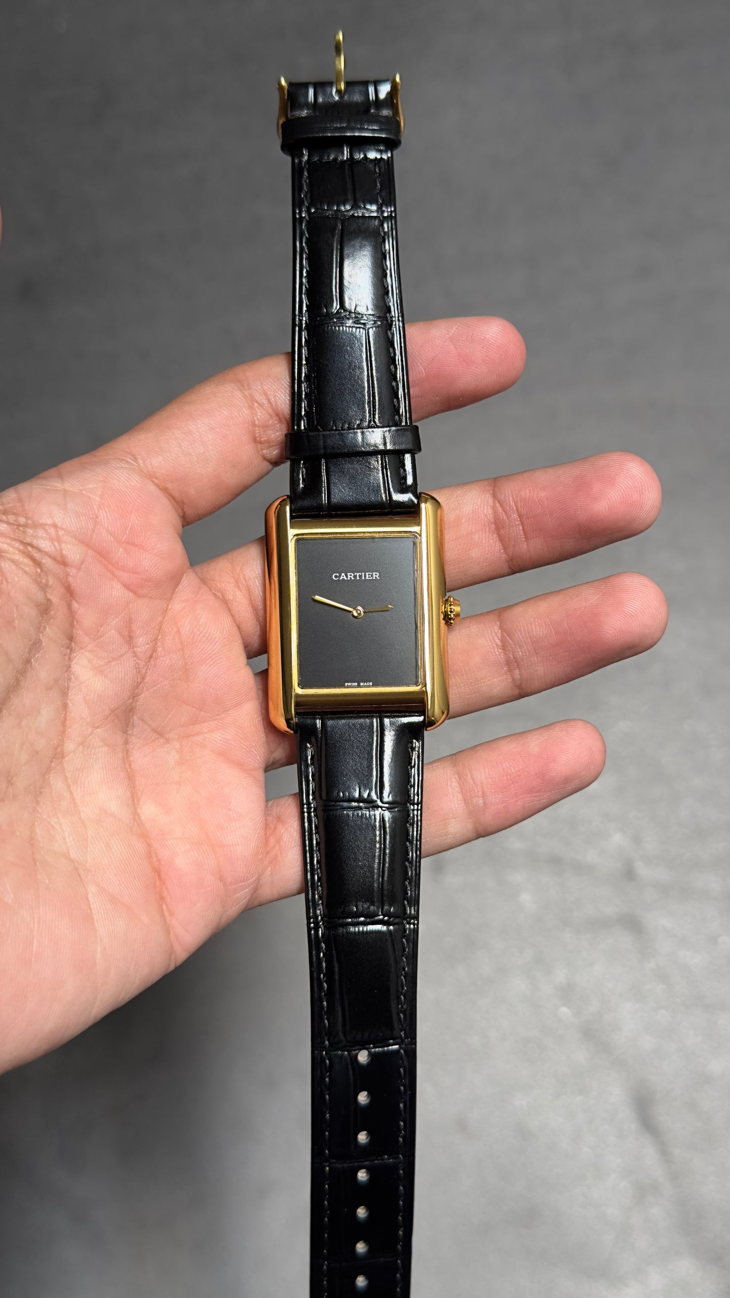 Cartier Tank Louis Black Dial Watch.