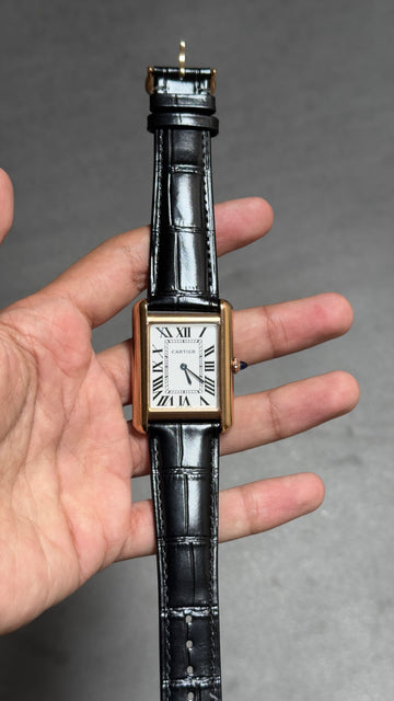 Cartier Tank Louis Watch Black Strap.