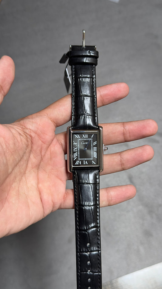 Cartier Tank Louis Watch Black Strap.