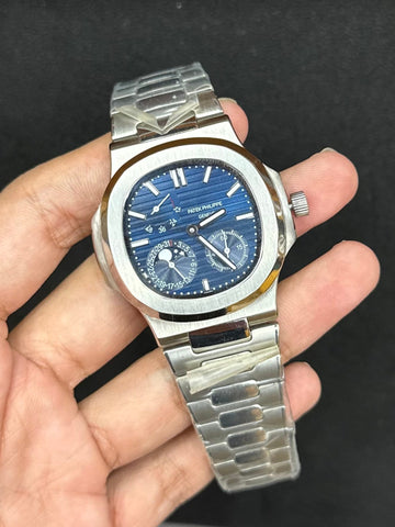 Patek Philippe Nautilus Chronograph Moonphase Blue Dial.
