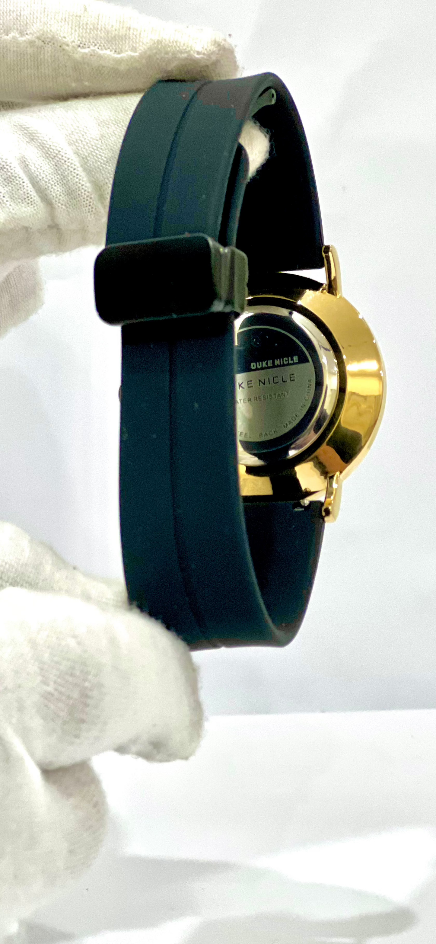 Duke Nicle Black and Gold Dial, Black Silicon Strap