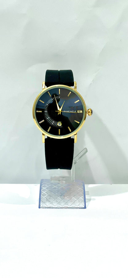 Duke Nicle Black and Gold Dial, Black Silicon Strap