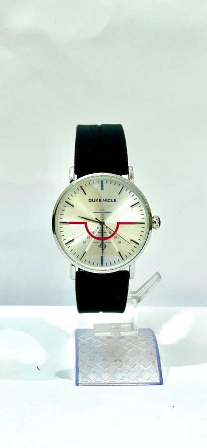 Duke Nicle White Dial, Black Silicon Strap