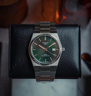 Tissot PRX textured Green dial Watch.