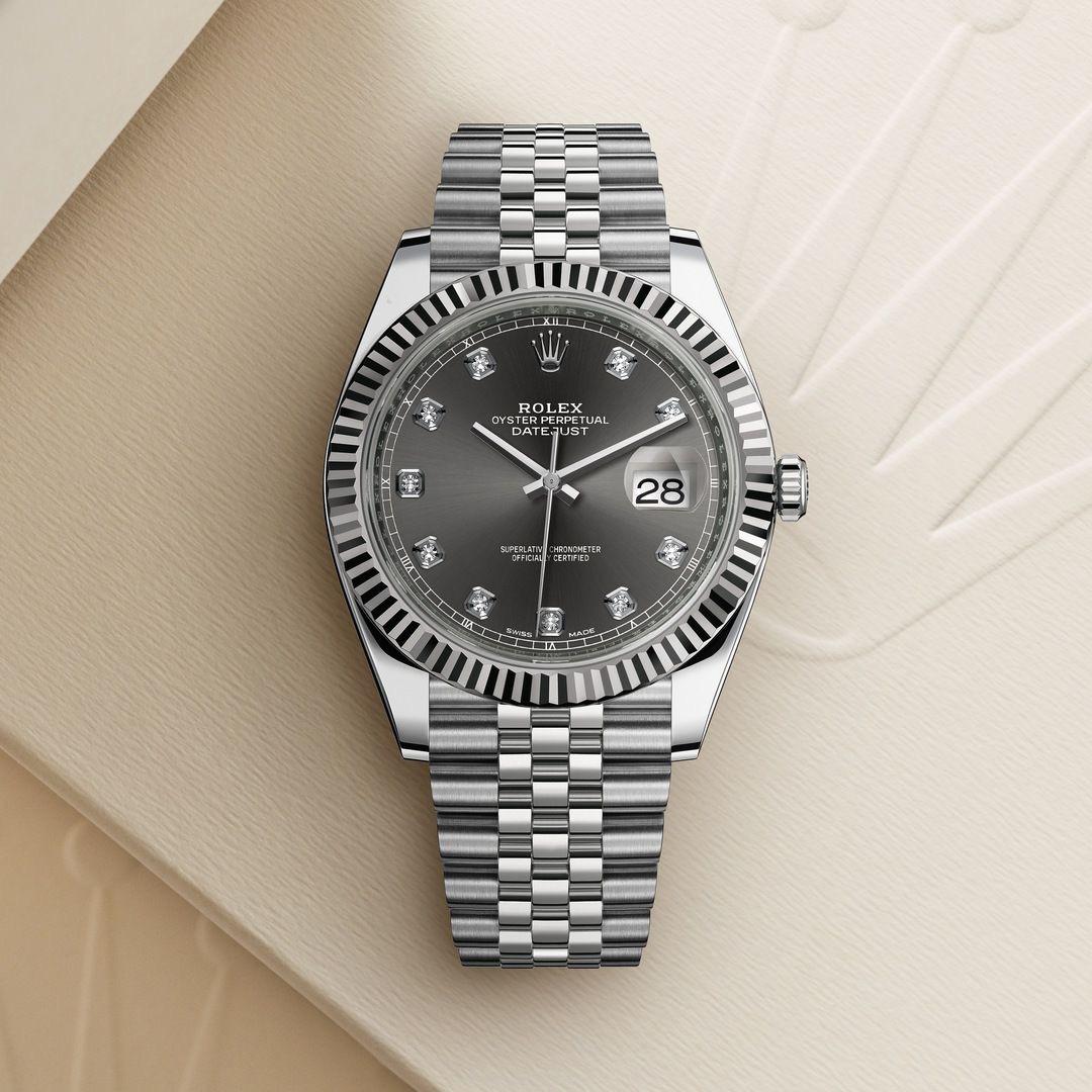 Rolex Datejust Oystersteel and white gold with a dark rhodium dial watch
