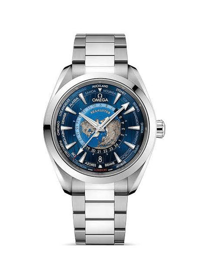 OMEGA Seamaster Aqua Terra 150m Co-Axial GMT Worldtimer in a 43mm watch.