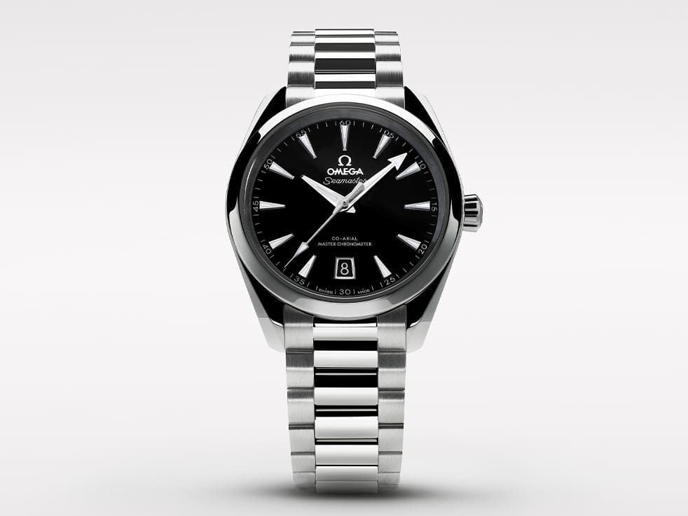 Omega Seamaster Aqua Terra 150M Co-Axial Master Chronometer 38 mm watch black dial.