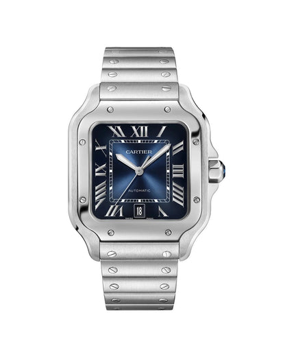 Santos de Cartier watch blue dial watch.