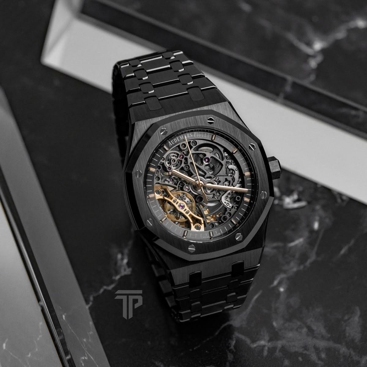 Audemars Piguet Royal Oak Double Balance Wheel watch in black ceramic.