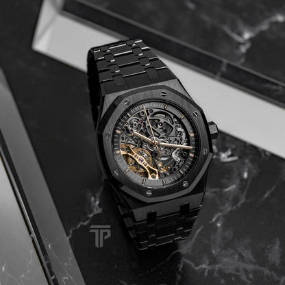 Audemars Piguet Royal Oak Double Balance Wheel watch in black ceramic.