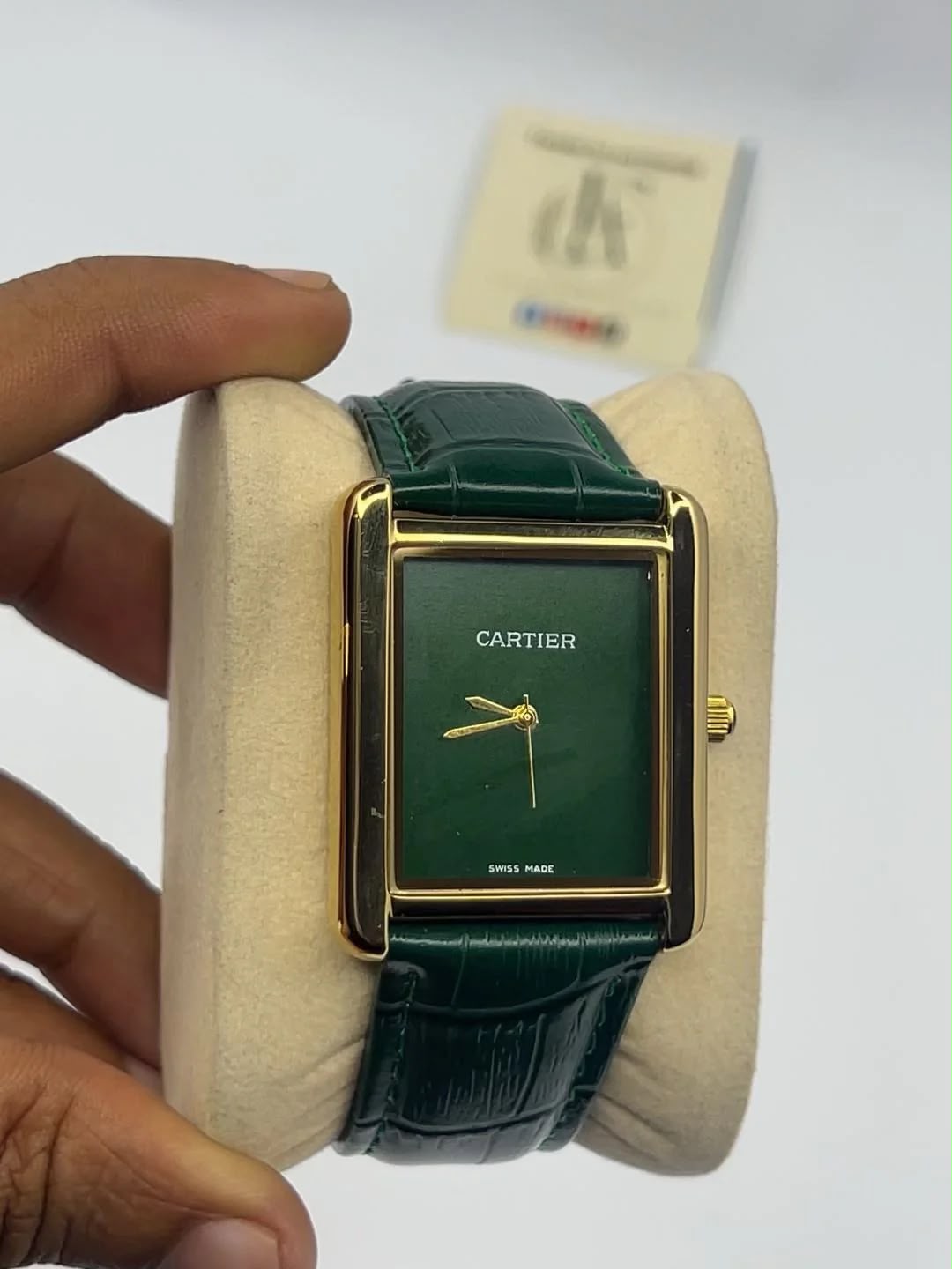 Cartier Tank Louis Green Dial Watch.
