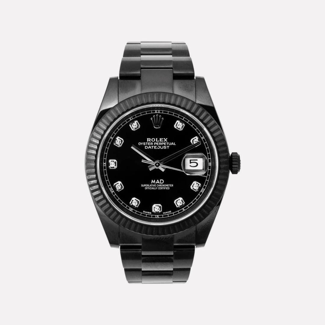 Rolex Datejust watch in an all-black PVD finish.