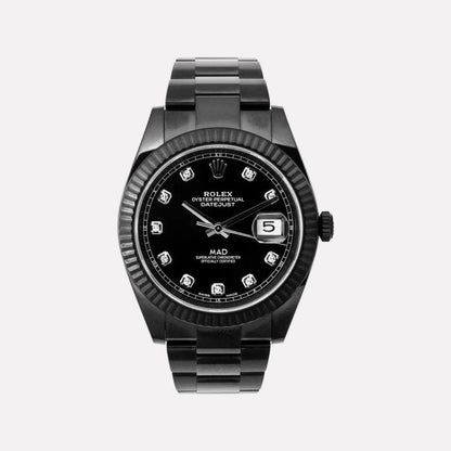 Rolex Datejust watch in an all-black PVD finish.
