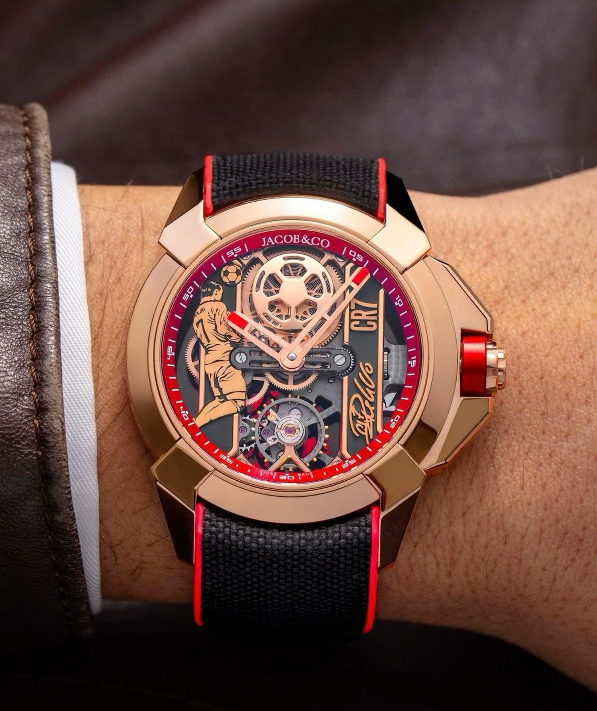Jacob & Co. CR7 Epic X "Flight of CR7"  red dial watch.