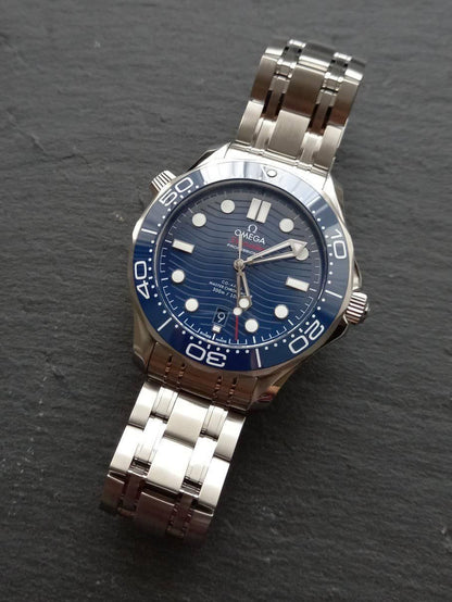 Omega Seamastera Diver blue ceramic dial watch.