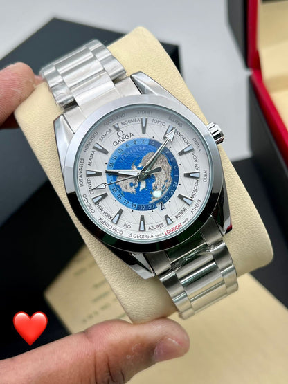 Omega Seamaster Aqua Terra 150m Co-Axial Master Chronometer GMT Worldtimer watch.