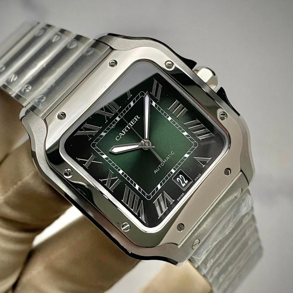 Santos de Cartier watch green dial watch.