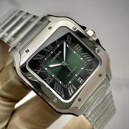 Santos de Cartier watch green dial watch.
