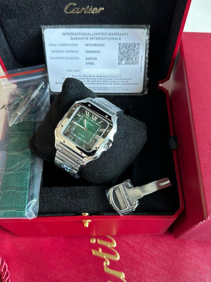 Santos de Cartier watch green dial watch.