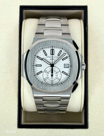 Patek Philippe Nautilus Chronograph White Dial.