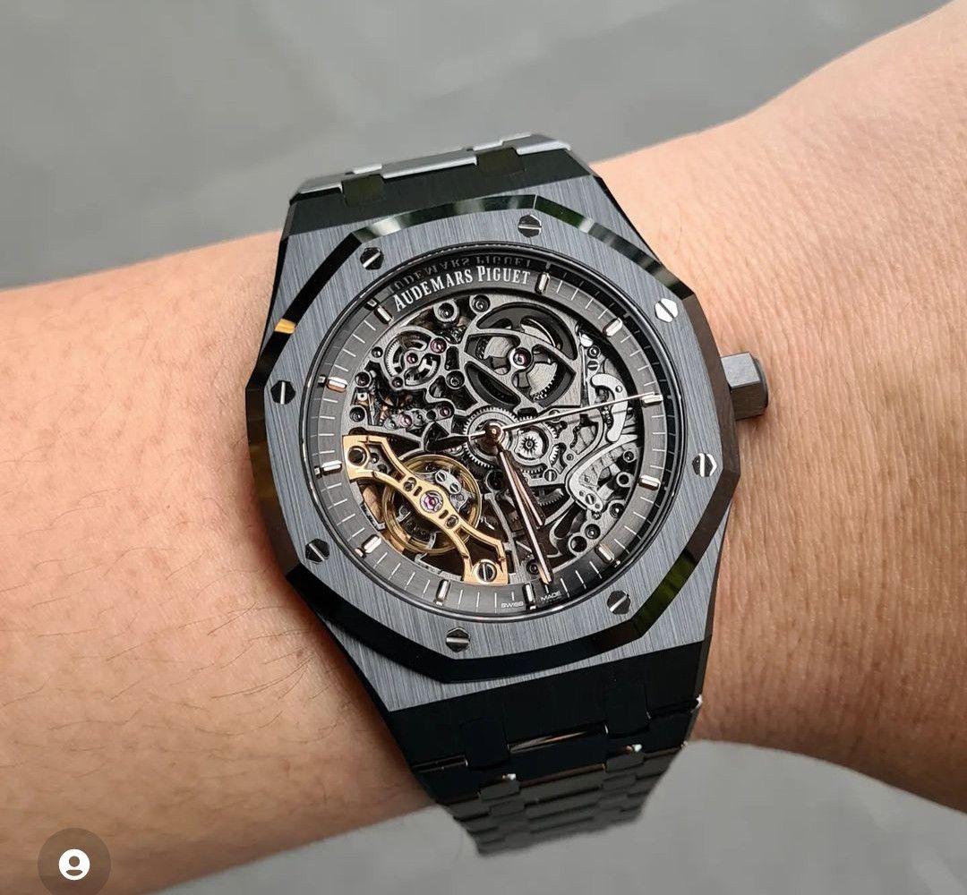 Audemars Piguet Royal Oak Double Balance Wheel watch in black ceramic.