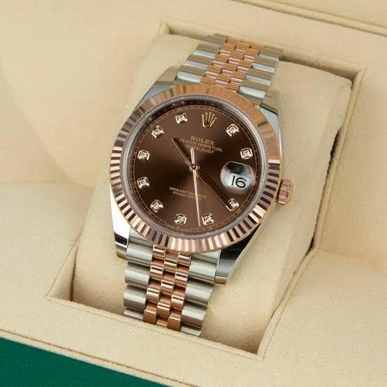 Rolex Datejust chocolate dial watch.