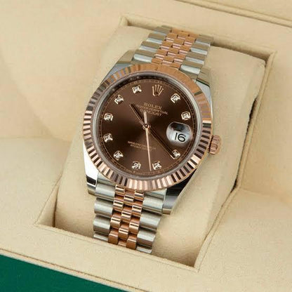 Rolex Datejust chocolate dial watch.