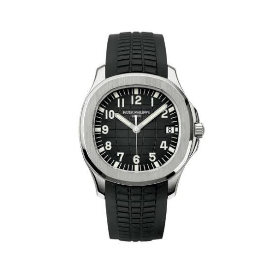 Patek Philippe Aquanaut black dial watch.