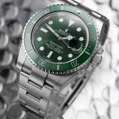 Rolex Submariner Date "Hulk" green Cerachrom bezel watch.