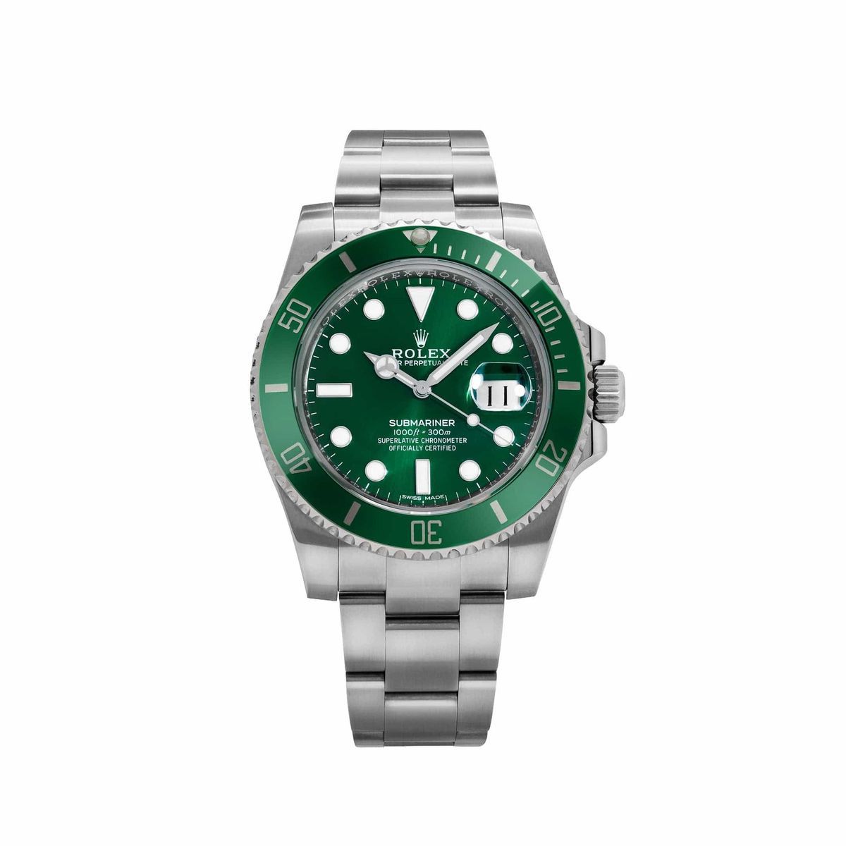 Rolex Submariner Date "Hulk" green Cerachrom bezel watch.