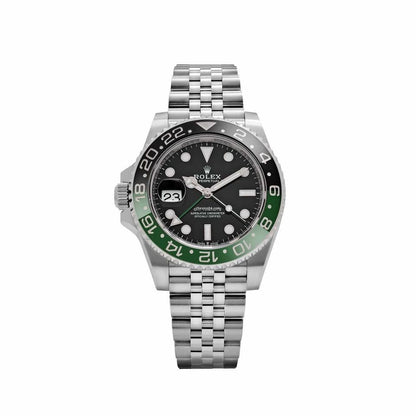 Rolex GMT-Master II “sprite”Oystersteel black dial watch.