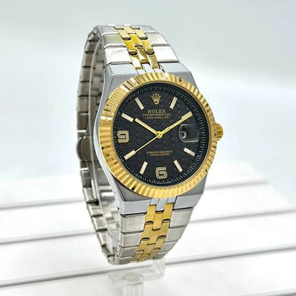 Rolex Oyster Perpetual Land-Dweller watch with a light black dial.