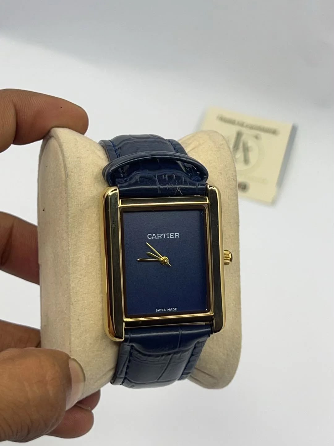 Cartier Tank Louis Blue Dial Watch.
