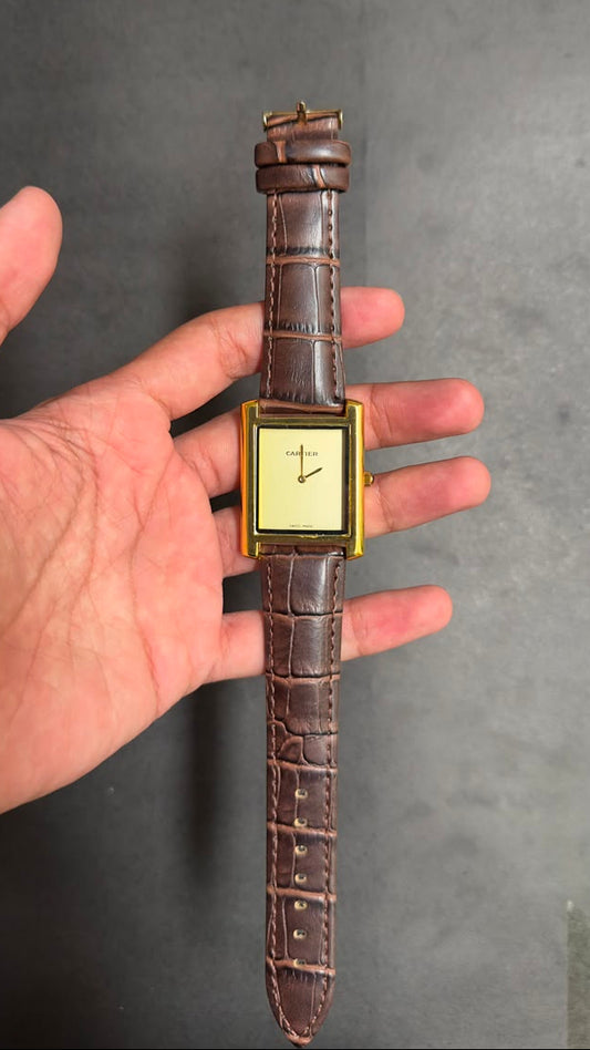 Cartier Tank Louis Golden Dial Watch.