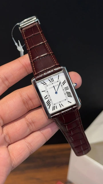 Cartier Tank Louis Brown Strap watch.